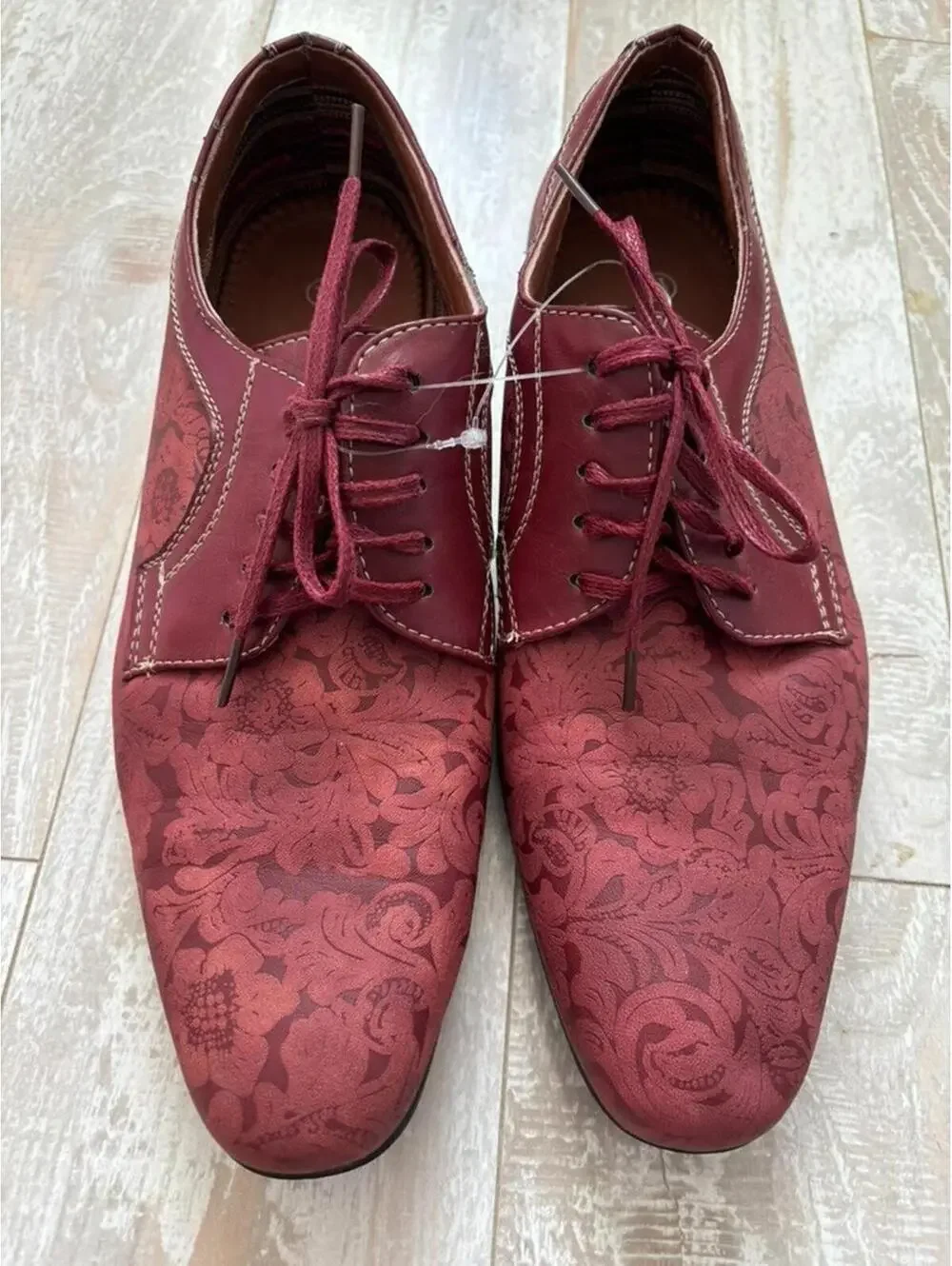 Franco Aldo maroon suede‎ sz 7.5 lace up dress shoes